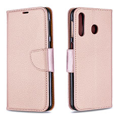 Coque Portefeuille Livre Cuir Etui Clapet B06F pour Samsung Galaxy A40s Or Rose