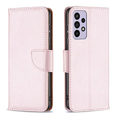 Coque Portefeuille Livre Cuir Etui Clapet B06F pour Samsung Galaxy A73 5G Or Rose