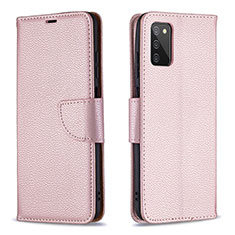 Coque Portefeuille Livre Cuir Etui Clapet B06F pour Samsung Galaxy M02s Or Rose