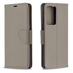 Coque Portefeuille Livre Cuir Etui Clapet B06F pour Samsung Galaxy Note 20 Ultra 5G Gris