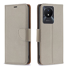 Coque Portefeuille Livre Cuir Etui Clapet B06F pour Vivo Y02 Gris