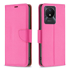 Coque Portefeuille Livre Cuir Etui Clapet B06F pour Vivo Y02 Rose Rouge