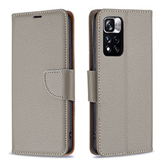 Coque Portefeuille Livre Cuir Etui Clapet B06F pour Xiaomi Mi 11i 5G (2022) Gris