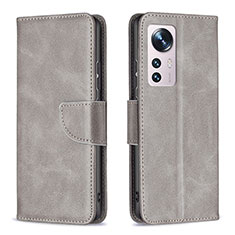 Coque Portefeuille Livre Cuir Etui Clapet B06F pour Xiaomi Mi 12 5G Gris