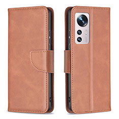 Coque Portefeuille Livre Cuir Etui Clapet B06F pour Xiaomi Mi 12 5G Marron