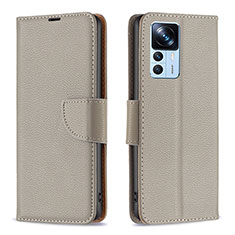 Coque Portefeuille Livre Cuir Etui Clapet B06F pour Xiaomi Mi 12T Pro 5G Gris