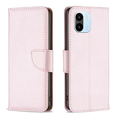 Coque Portefeuille Livre Cuir Etui Clapet B06F pour Xiaomi Poco C51 Or Rose