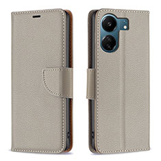 Coque Portefeuille Livre Cuir Etui Clapet B06F pour Xiaomi Poco C65 Gris