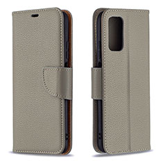 Coque Portefeuille Livre Cuir Etui Clapet B06F pour Xiaomi Poco M3 Gris