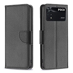 Coque Portefeuille Livre Cuir Etui Clapet B06F pour Xiaomi Poco M4 Pro 4G Noir