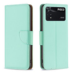 Coque Portefeuille Livre Cuir Etui Clapet B06F pour Xiaomi Poco M4 Pro 4G Vert