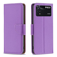 Coque Portefeuille Livre Cuir Etui Clapet B06F pour Xiaomi Poco M4 Pro 4G Violet