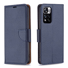 Coque Portefeuille Livre Cuir Etui Clapet B06F pour Xiaomi Poco X4 NFC Bleu