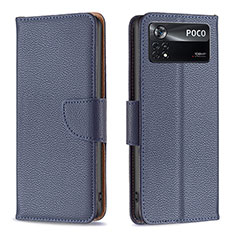 Coque Portefeuille Livre Cuir Etui Clapet B06F pour Xiaomi Poco X4 Pro 5G Bleu