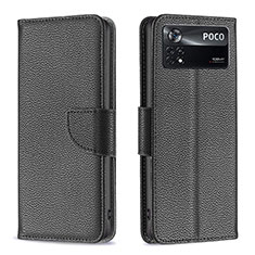 Coque Portefeuille Livre Cuir Etui Clapet B06F pour Xiaomi Poco X4 Pro 5G Noir