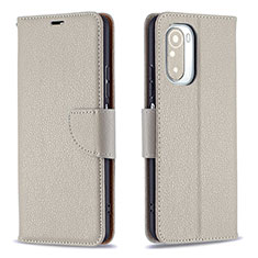 Coque Portefeuille Livre Cuir Etui Clapet B06F pour Xiaomi Redmi K40 5G Gris