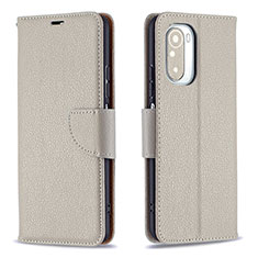 Coque Portefeuille Livre Cuir Etui Clapet B06F pour Xiaomi Redmi K40 Pro+ Plus 5G Gris