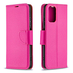 Coque Portefeuille Livre Cuir Etui Clapet B06F pour Xiaomi Redmi Note 10 4G Rose Rouge