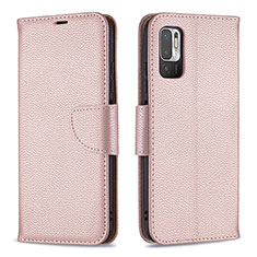 Coque Portefeuille Livre Cuir Etui Clapet B06F pour Xiaomi Redmi Note 10 5G Or Rose