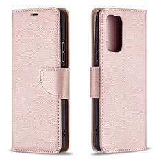 Coque Portefeuille Livre Cuir Etui Clapet B06F pour Xiaomi Redmi Note 10 Pro Max Or Rose