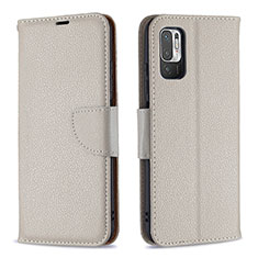 Coque Portefeuille Livre Cuir Etui Clapet B06F pour Xiaomi Redmi Note 10T 5G Gris