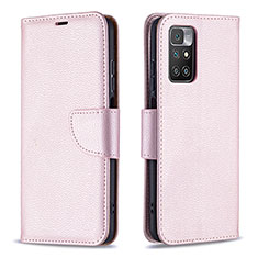 Coque Portefeuille Livre Cuir Etui Clapet B06F pour Xiaomi Redmi Note 11 4G (2021) Or Rose