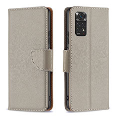 Coque Portefeuille Livre Cuir Etui Clapet B06F pour Xiaomi Redmi Note 11 4G (2022) Gris