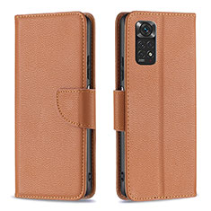 Coque Portefeuille Livre Cuir Etui Clapet B06F pour Xiaomi Redmi Note 11 4G (2022) Marron