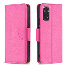 Coque Portefeuille Livre Cuir Etui Clapet B06F pour Xiaomi Redmi Note 11 4G (2022) Rose Rouge