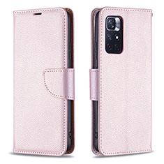 Coque Portefeuille Livre Cuir Etui Clapet B06F pour Xiaomi Redmi Note 11 5G Or Rose