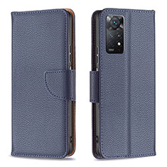 Coque Portefeuille Livre Cuir Etui Clapet B06F pour Xiaomi Redmi Note 11 Pro 4G Bleu