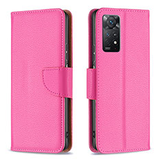 Coque Portefeuille Livre Cuir Etui Clapet B06F pour Xiaomi Redmi Note 11 Pro 4G Rose Rouge