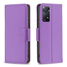 Coque Portefeuille Livre Cuir Etui Clapet B06F pour Xiaomi Redmi Note 11 Pro 4G Violet