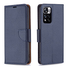 Coque Portefeuille Livre Cuir Etui Clapet B06F pour Xiaomi Redmi Note 11 Pro+ Plus 5G Bleu