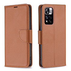 Coque Portefeuille Livre Cuir Etui Clapet B06F pour Xiaomi Redmi Note 11 Pro+ Plus 5G Marron