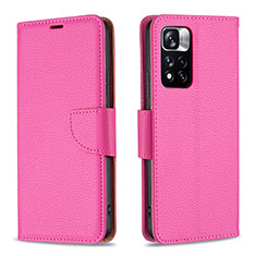 Coque Portefeuille Livre Cuir Etui Clapet B06F pour Xiaomi Redmi Note 11 Pro+ Plus 5G Rose Rouge