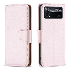 Coque Portefeuille Livre Cuir Etui Clapet B06F pour Xiaomi Redmi Note 11E Pro 5G Or Rose