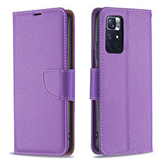 Coque Portefeuille Livre Cuir Etui Clapet B06F pour Xiaomi Redmi Note 11S 5G Violet