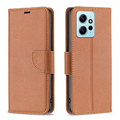 Coque Portefeuille Livre Cuir Etui Clapet B06F pour Xiaomi Redmi Note 12 4G Marron