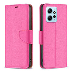 Coque Portefeuille Livre Cuir Etui Clapet B06F pour Xiaomi Redmi Note 12 4G Rose Rouge