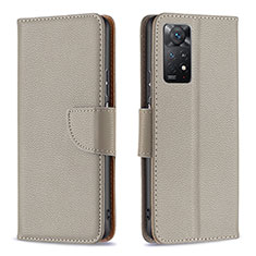 Coque Portefeuille Livre Cuir Etui Clapet B06F pour Xiaomi Redmi Note 12 Pro 4G Gris