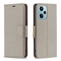 Coque Portefeuille Livre Cuir Etui Clapet B06F pour Xiaomi Redmi Note 12 Turbo 5G Gris