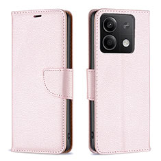 Coque Portefeuille Livre Cuir Etui Clapet B06F pour Xiaomi Redmi Note 13 5G Or Rose