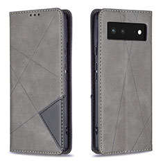 Coque Portefeuille Livre Cuir Etui Clapet B07F pour Google Pixel 6 5G Gris