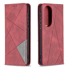 Coque Portefeuille Livre Cuir Etui Clapet B07F pour Huawei P50 Rouge