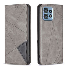 Coque Portefeuille Livre Cuir Etui Clapet B07F pour Motorola Moto Edge 40 Pro 5G Gris