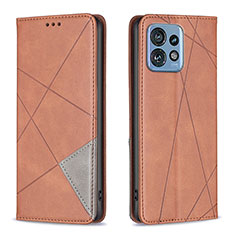 Coque Portefeuille Livre Cuir Etui Clapet B07F pour Motorola Moto X40 5G Marron