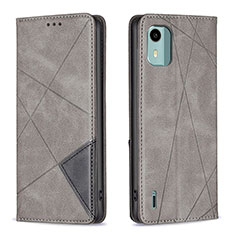 Coque Portefeuille Livre Cuir Etui Clapet B07F pour Nokia C12 Gris