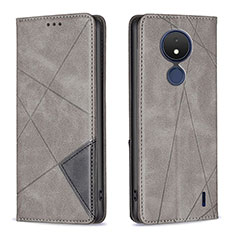 Coque Portefeuille Livre Cuir Etui Clapet B07F pour Nokia C21 Gris