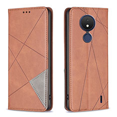 Coque Portefeuille Livre Cuir Etui Clapet B07F pour Nokia C21 Marron